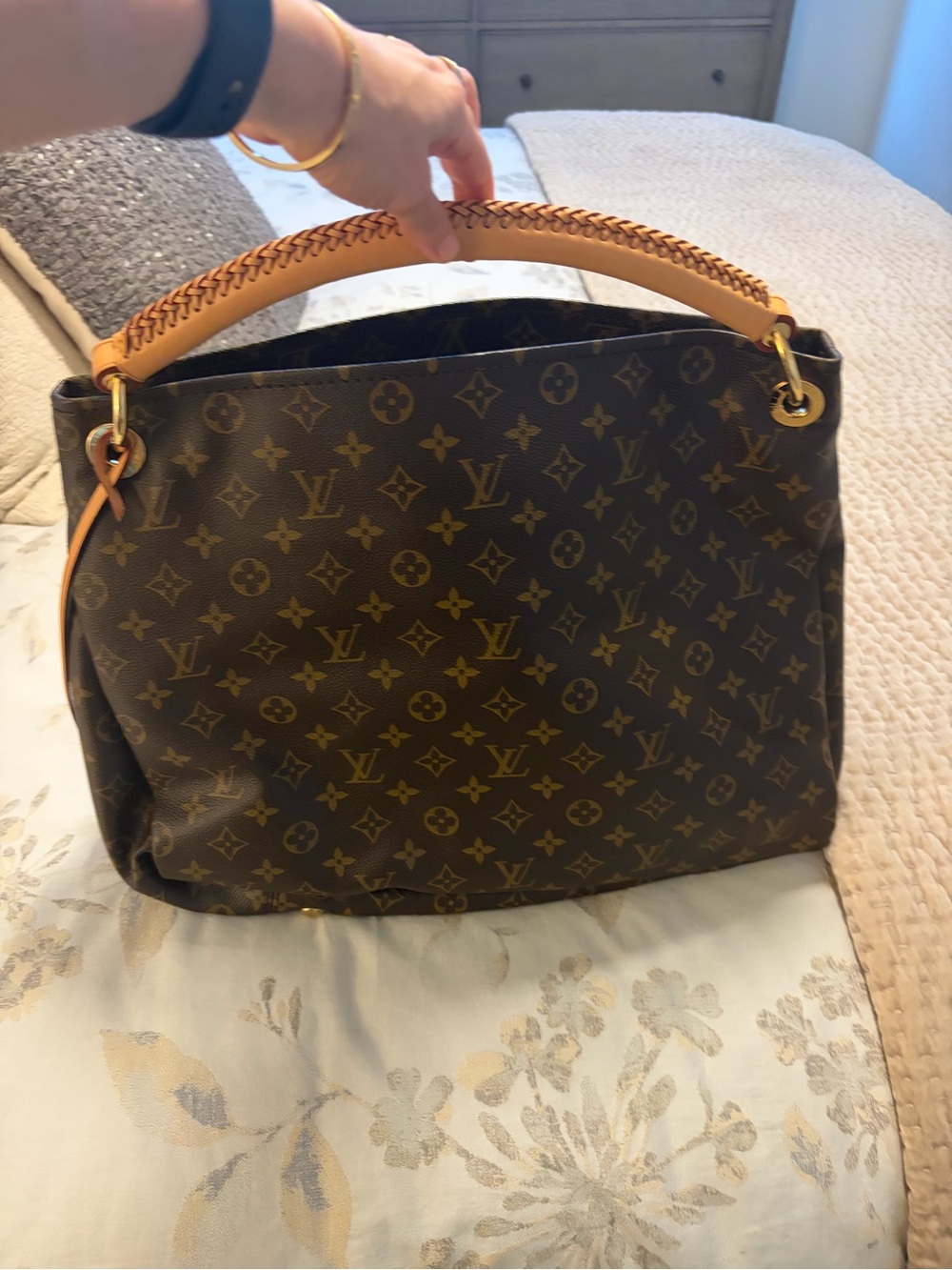 Louis Vuitton Monogram Hobo with Natural Vachetta Braided Handle - Brown & Tan
